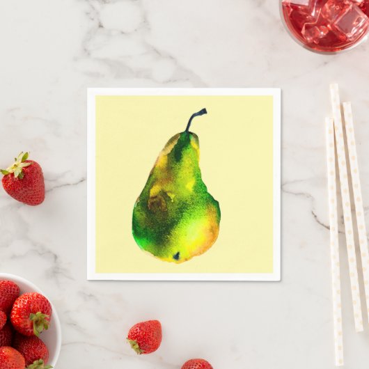 Serviette En Papier Pear aquarelle fruit vert (En situation)