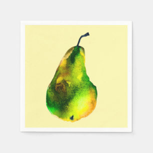 Serviette En Papier Pear aquarelle fruit vert