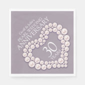 Serviette En Papier Pearl 30ème Mariage Anniversaire coeur nommé servi (Devant)