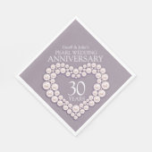 Serviette En Papier Pearl 30ème Mariage Anniversaire coeur nommé servi (Coin)