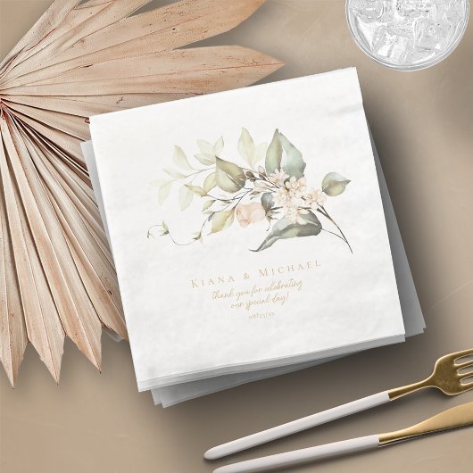 Serviette En Papier Pearl Blush Floral Elegance Mariage ID989