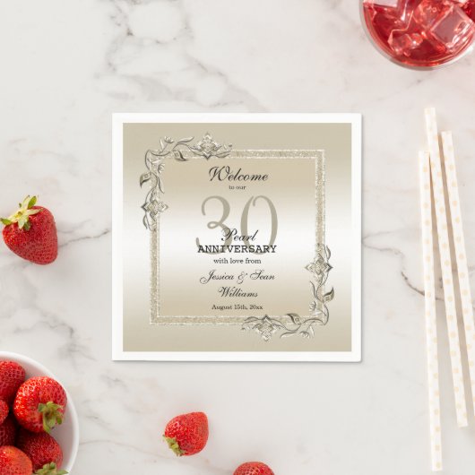 Serviette En Papier Pearl Gem & Parties scintillant 30e anniversaire d (En situation)