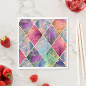 Serviette En Papier Pearl Harlequin Herringbone Trippy Hippie Rainbow (En situation)