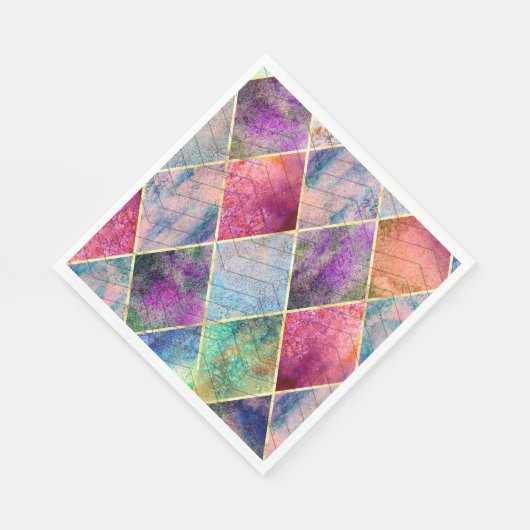 Serviette En Papier Pearl Harlequin Herringbone Trippy Hippie Rainbow (Coin)