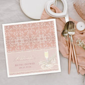Serviette En Papier Pearl & Prosecco Rose Gold & Blush Fête des mariée