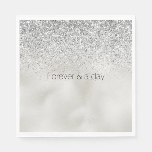 Serviette En Papier Pearl White Luxe Parties scintillant en argent (Devant)