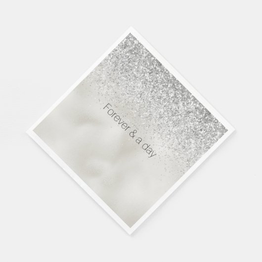 Serviette En Papier Pearl White Luxe Parties scintillant en argent (Coin)