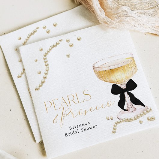 Serviette En Papier Pearls & Prosecco Black Bow Bridal Shower