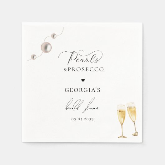 Serviette En Papier Pearls Prosecco Champagne Elégante Fête des mariée (Devant)