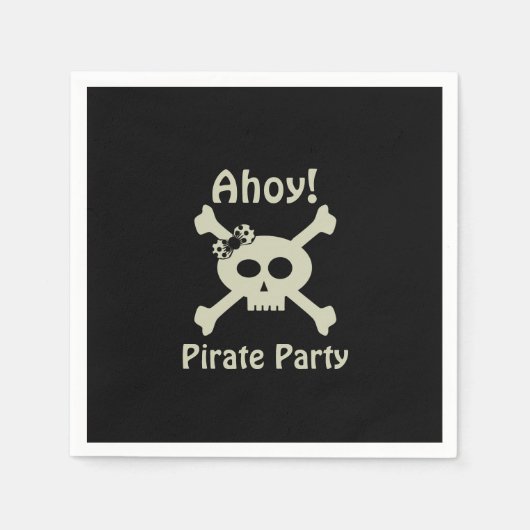 Serviette En Papier Peau mignon et Crossbones Pirate Noir Serviettes (Devant)