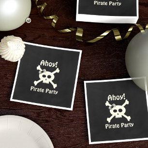Serviette En Papier Peau mignon et Crossbones Pirate Noir Serviettes