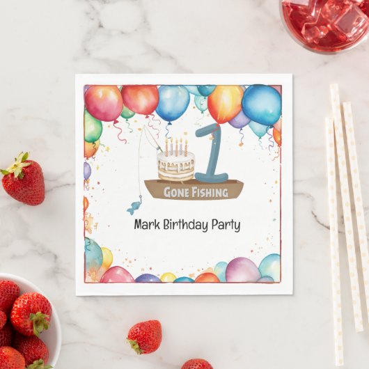Serviette En Papier Pêche 1er anniversaire (En situation)