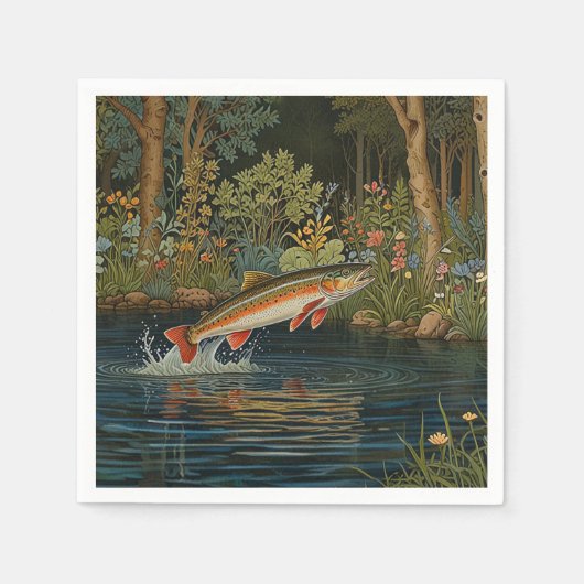 Serviette En Papier Pêche à la mouche rustique (Devant)