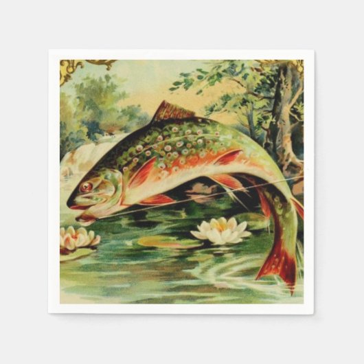 Serviette En Papier Pêche à la truite de poisson Camping Lake River (Devant)