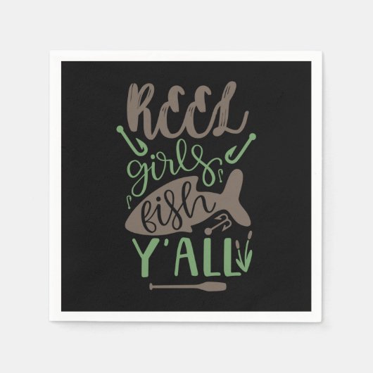 Serviette En Papier Pêche Art Real Girls Fish Yall (Devant)