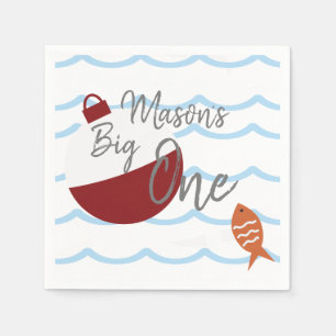 Serviette En Papier Pêche au gros premier anniversaire poisson vagues