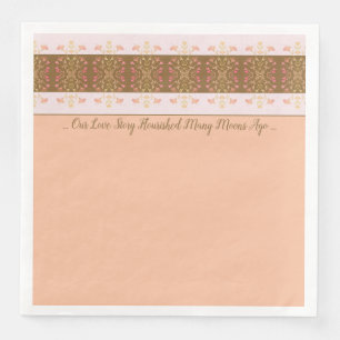 Serviette En Papier Pêche Avec Rose