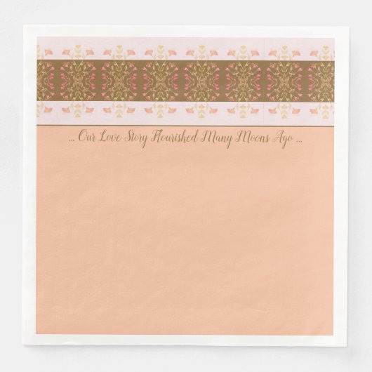 Serviette En Papier Pêche Avec Rose (Devant)