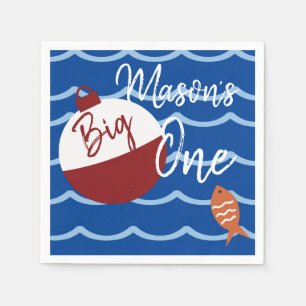 Serviette En Papier Pêche Big One Premier Anniversaire Poisson Vagues