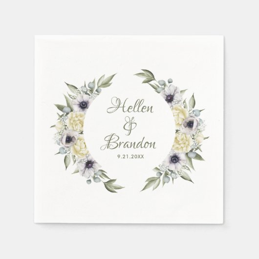 Serviette En Papier Pêche blanche & pastel shabby chic fleurs wreath (Devant)