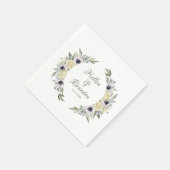 Serviette En Papier Pêche blanche & pastel shabby chic fleurs wreath (Coin)