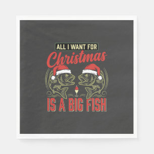 Serviette En Papier Pêche de Noël Gros Poisson Vacances