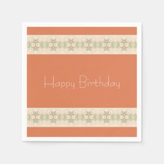 Serviette En Papier Pêche Et Beige (Devant)