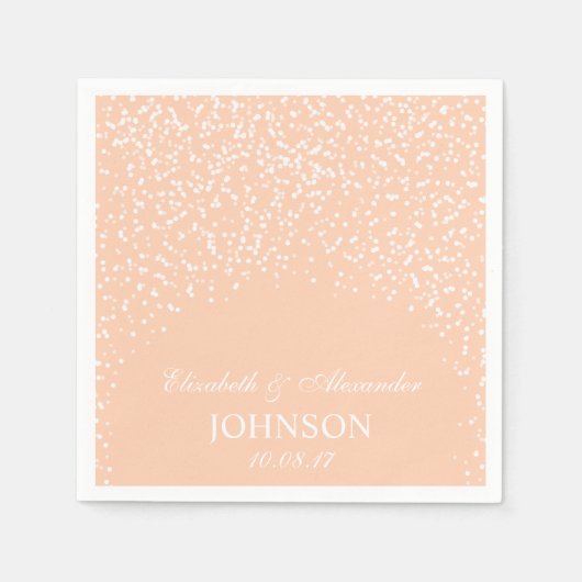 Serviette En Papier Pêche et blanc Mariage Confetti Motif (Devant)