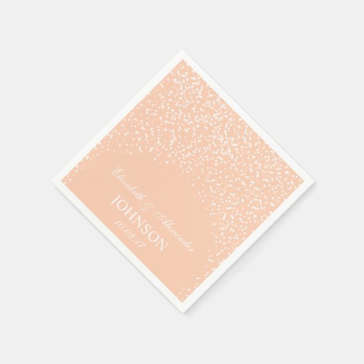Serviette En Papier Pêche et blanc Mariage Confetti Motif (Coin)