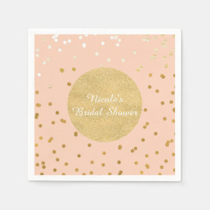 Serviette En Papier Pêche et or brillant confettis points chic moderne
