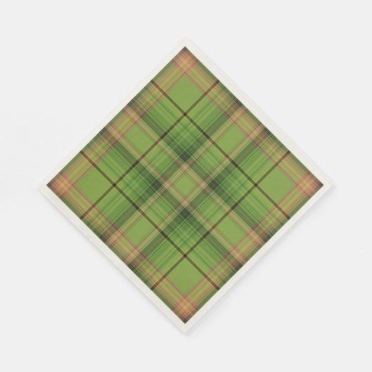 Serviette En Papier Pêche et Plaid vert (fond) (Coin)
