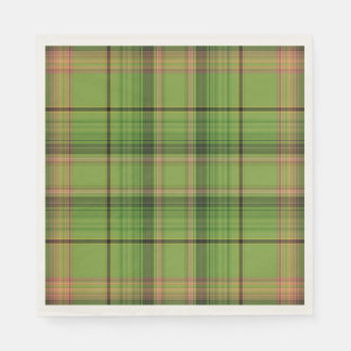 Serviette En Papier Pêche et Plaid vert (fond)