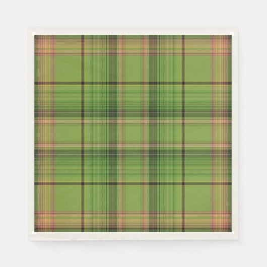 Serviette En Papier Pêche et Plaid vert (fond) (Devant)