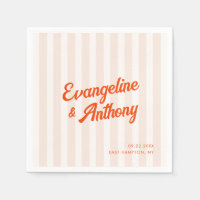 Pêche et Tangerine Mariage rétro rayé