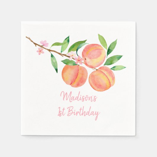 Serviette En Papier Pêche Fleur Un Doux Pêche Anniversaire (Devant)