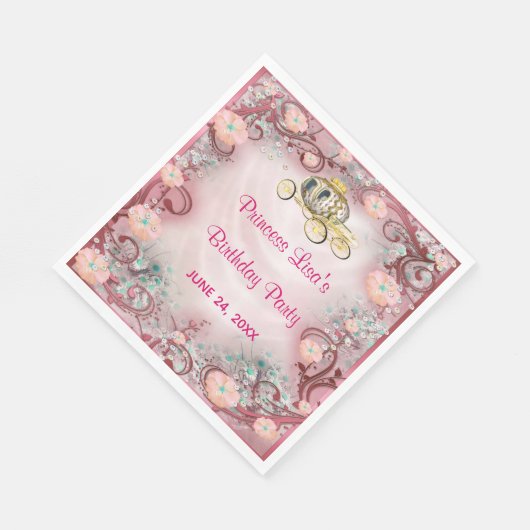 Serviette En Papier Pêche Florale princesse enchantée Anniversaire (Coin)