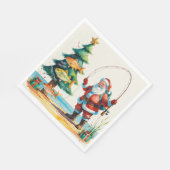 Serviette En Papier Pêche Noël avec le Père Noël (Coin)