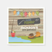 Serviette En Papier Pêche Papier d'anniversaire Napkin Garçon Bois Ree (Devant)