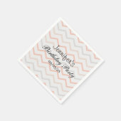 Serviette En Papier Pêche pastel et Zig Zag gris (Coin)