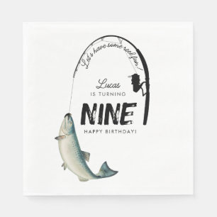 Serviette En Papier Pêche Poisson Thème Reel Fun Anniversaire de enfan