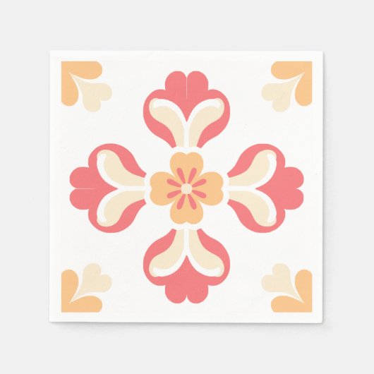 Serviette En Papier Pêche rose Floral (Devant)
