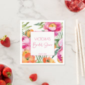 Serviette En Papier Pêche rose peoné orange élégante douche nuptiale (En situation)