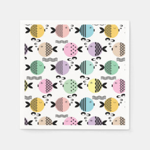 Serviette En Papier Pêche sans mer abstrait scandinave marine moderne