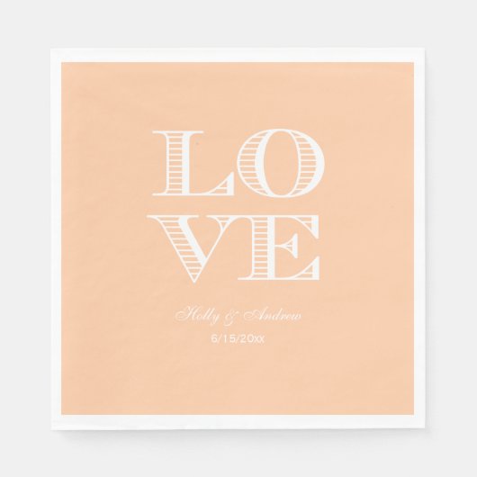 Serviette En Papier Pêche, serviettes AMOUR Blanches (Devant)