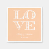 Serviette En Papier Pêche, serviettes AMOUR Blanches (Devant)