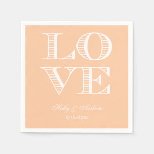 Serviette En Papier Pêche, serviettes AMOUR Blanches