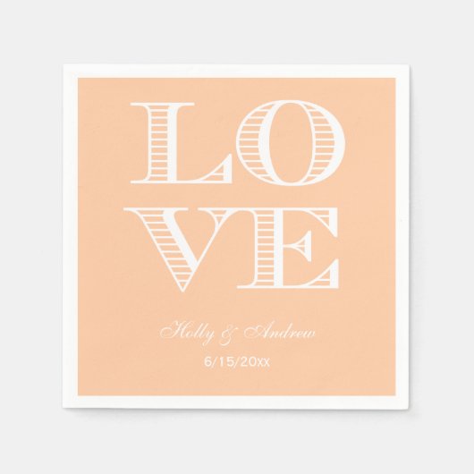 Serviette En Papier Pêche, serviettes AMOUR Blanches (Devant)