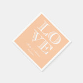 Serviette En Papier Pêche, serviettes AMOUR Blanches (Coin)