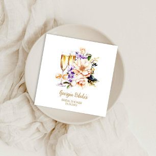 Serviette En Papier Pêche violet champagne Florale Fête des mariées en