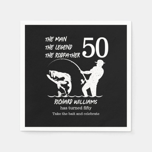 Serviette En Papier Pêcher la légende Parrain 50e anniversaire (Devant)